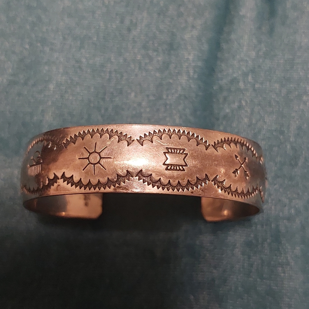 Vintage Sterling Silver Native American Cuff